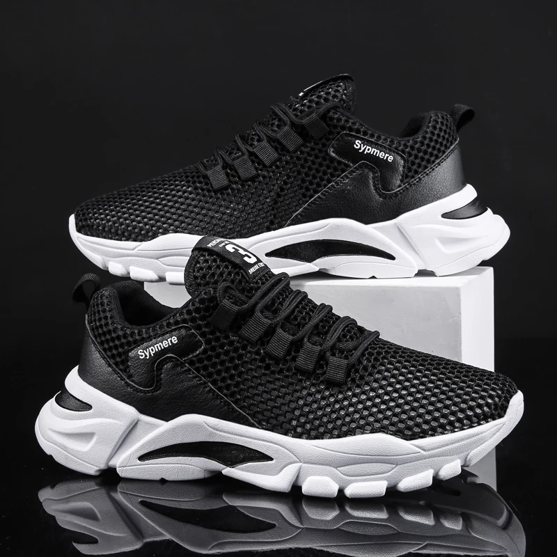 

2021 Men Soft Outdoor Casual Shoes Summer Breathable Mesh Sneakers Light Black Hiking Footwear Fashion Running Shoes