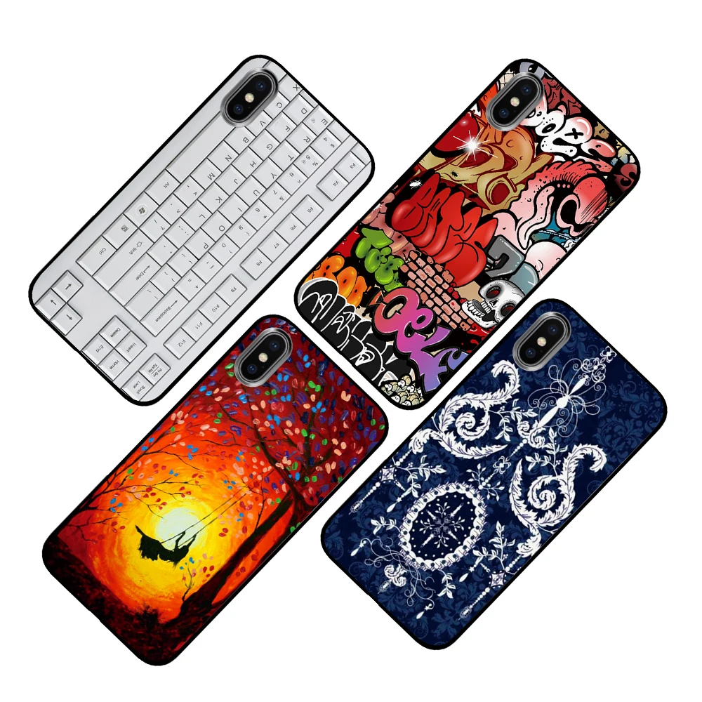 Черная клавиатура из ТПУ для iPhone 5 5S SE 6 6s 7 8 Plus X XS Max XR чехлы телефонов | Мобильные