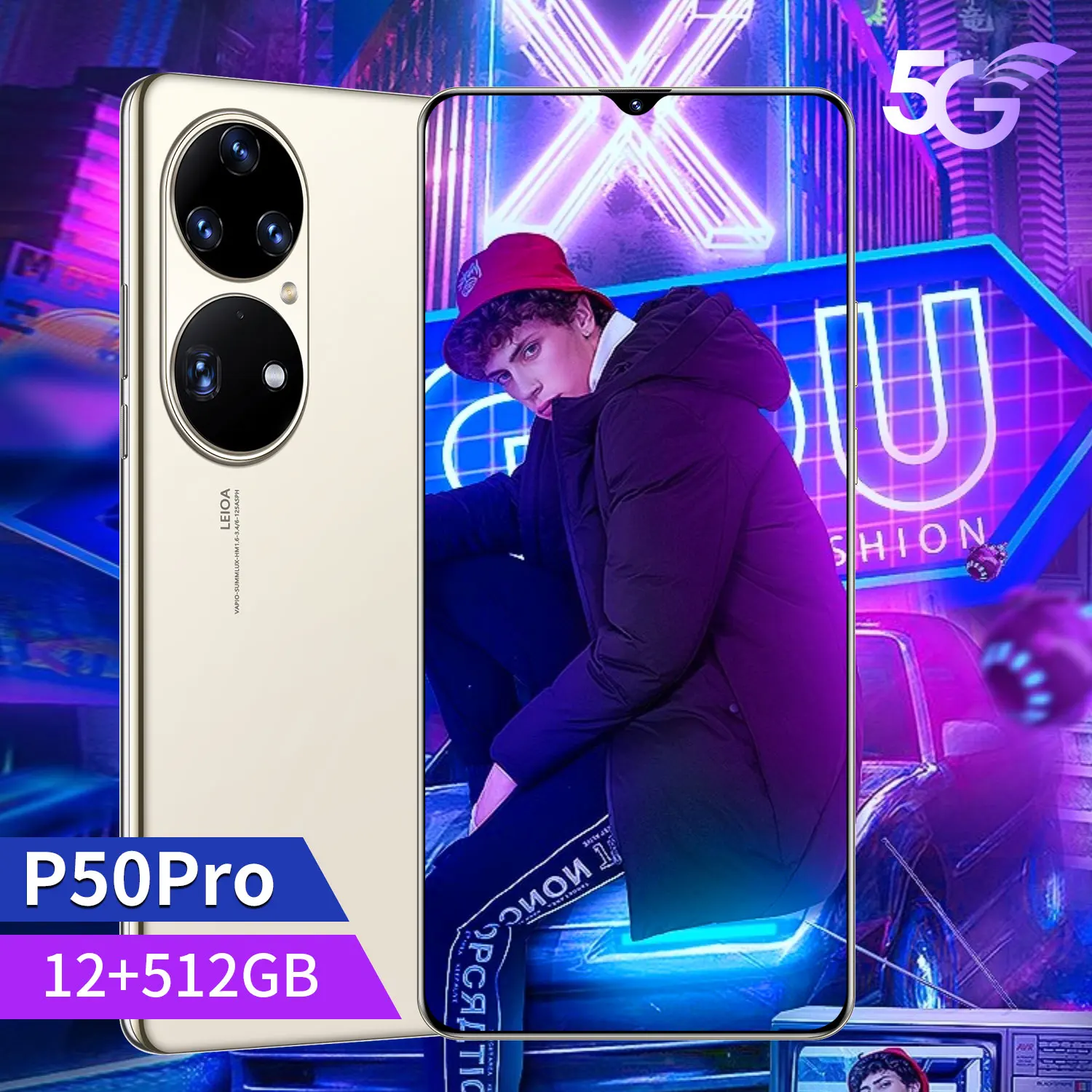 

P50 Pro 6.72 Inch Smartphone 12GB +512GB 10 Core 6800mAh Mobile Phone Resolution 3040*1440 MTK6889 5G Network Android 10.0 Phone