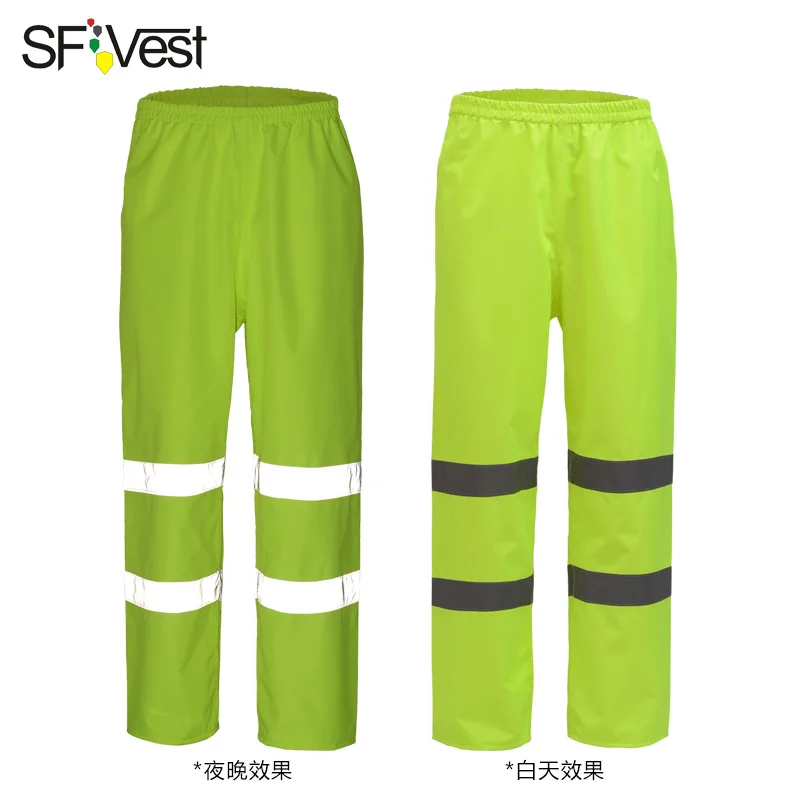 

SFVest High Visibility Fluorescent Yellow Reflective Rainwear Suit Luminous Safety Raincoat