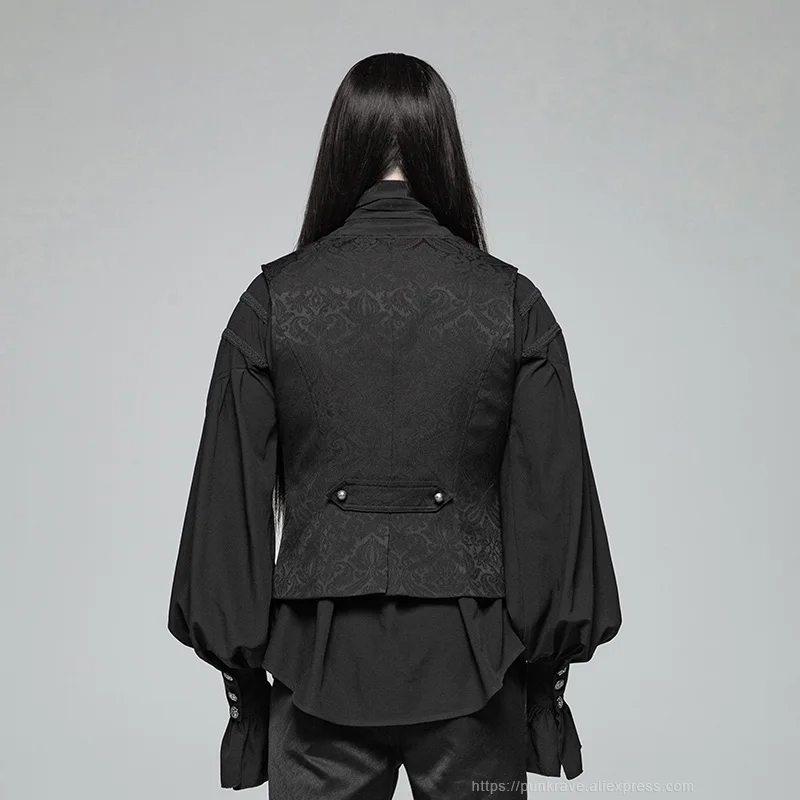 Мужской Жаккардовый жилет с металлической пряжкой в стиле панк рейв готический