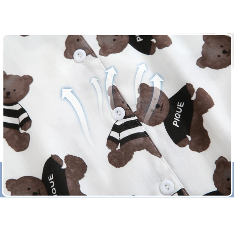 

Japanese Women Autumn Men Couple Print Cotton Long Sleeve Trousers Sleepwear Pajama Suit Female Home Service Suit Pajamas Set