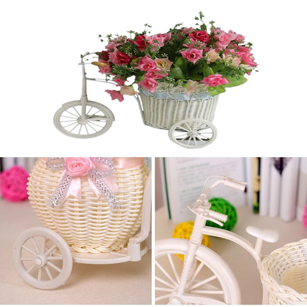 

Tricycle Shaped Flower Basket Wedding Party Ceremony Decoration Bike Flower Storage Container, Blue