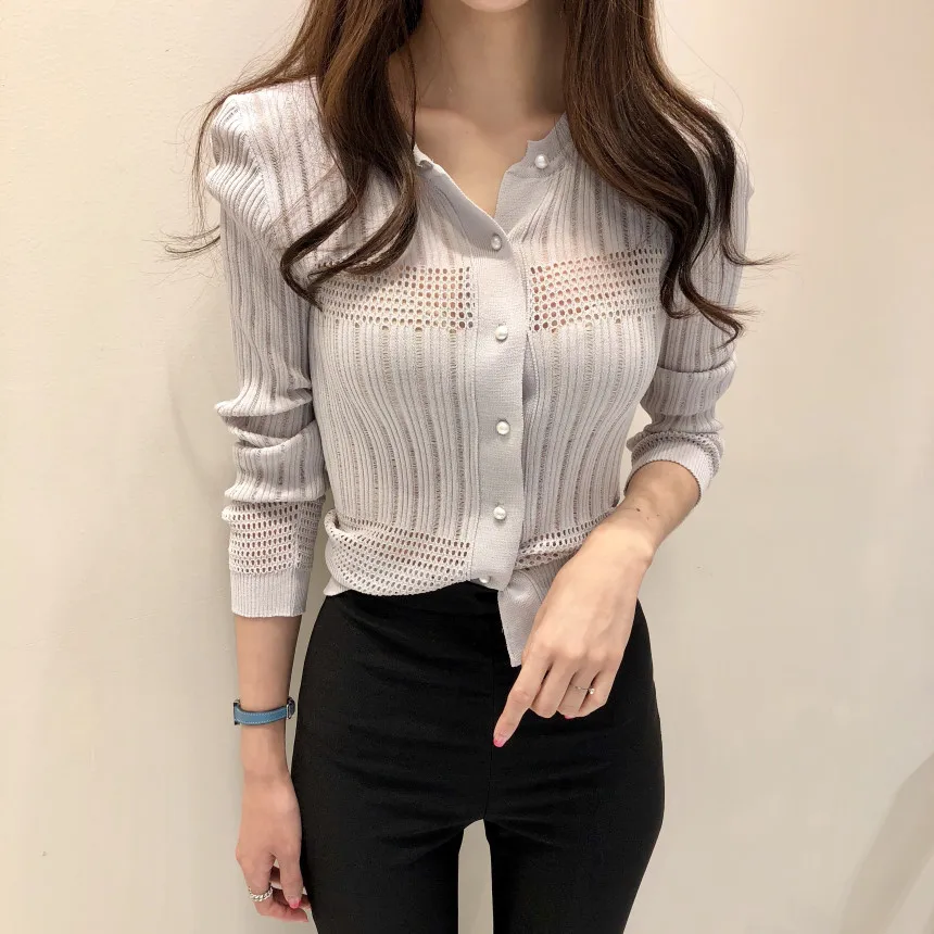 Корейский шикарный тонкий винтажный свитер из ледяного шелка в стиле