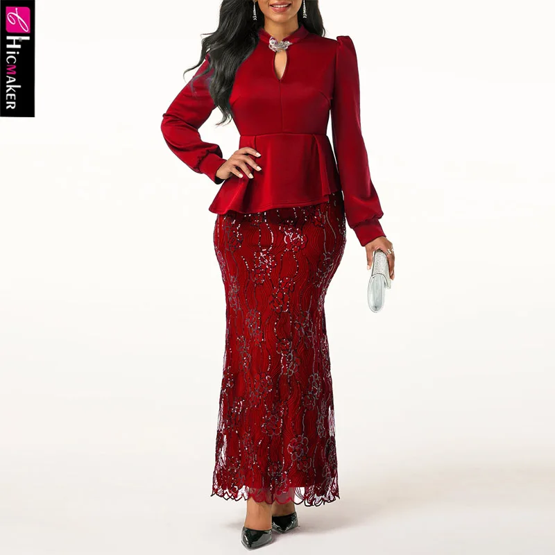 Женское платье с длинным рукавом и баской украшенное стразами элегантное