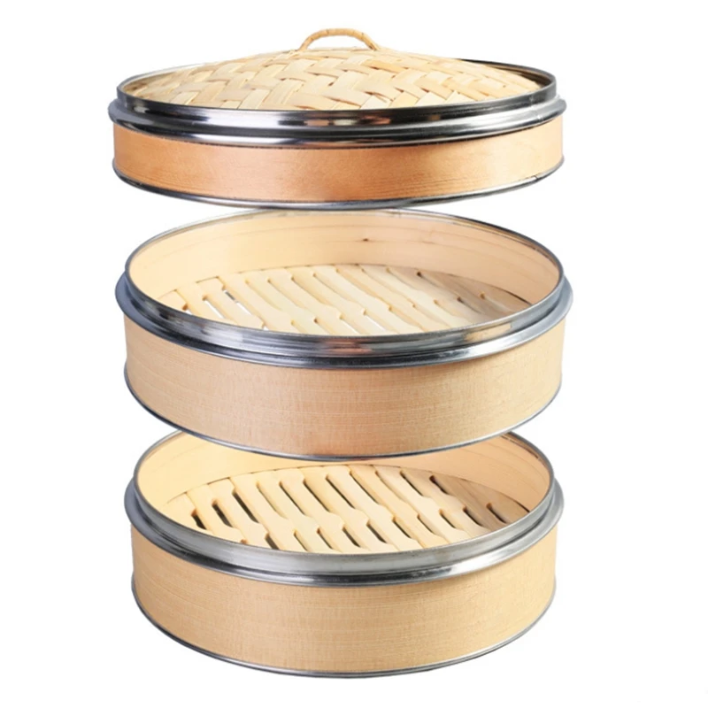 

Thick Stainless Steel Side Steamer, Steamed Cedar Steamed Buns, Steamed Buns, Household Bamboo Cage Drawers, 2 Layers 1 Lid Stea