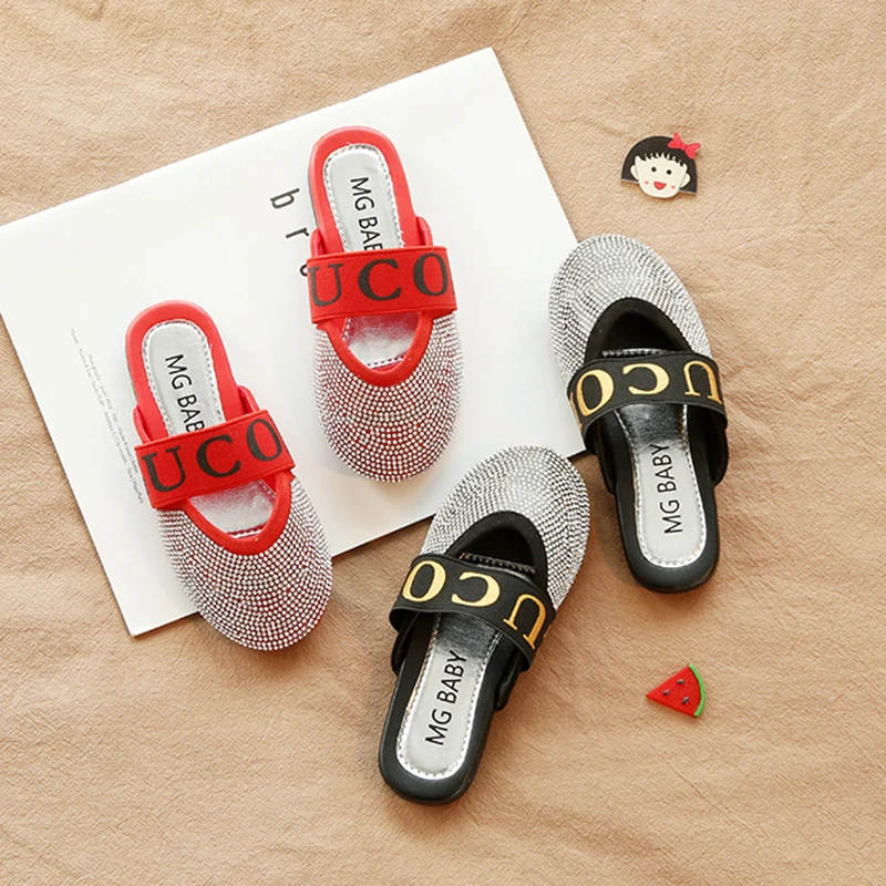 Детские сандалии девушки летние Блестки кроссовки Повседневная обувь принцессы