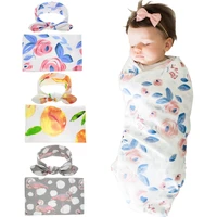 2pcsset cotton newborn baby swaddle blanket rabbit ears headbands set infant sleep blanket baby bath wrap towels free shipping