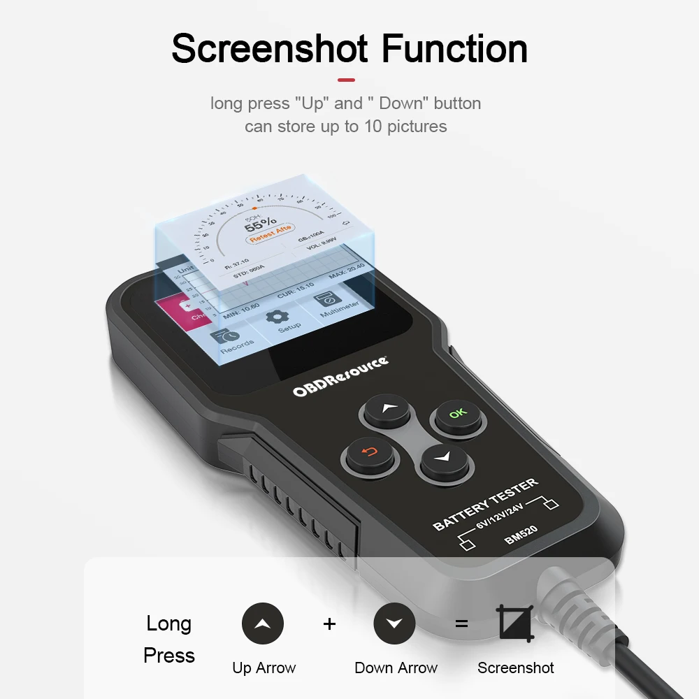 

OBDResource Professional Battery Tester Automotive 12V 6V 24V 100-2000 CCA 2AH-220AH Voltage Detector Charge Check 100% Original