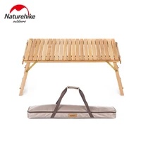 naturehike folding egg roll camping table portable home travel solid wood table outdoor picnic barbecue stable bearing 40kg