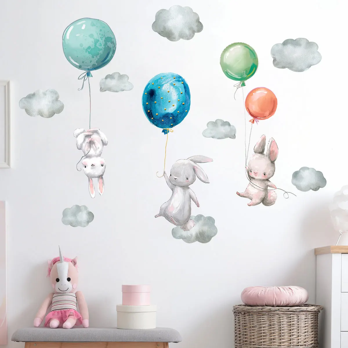 Watercolor Animal Wall Stickers For Kids Rooms Cartoon Decorative 3D Children Large Decals | Дом и сад