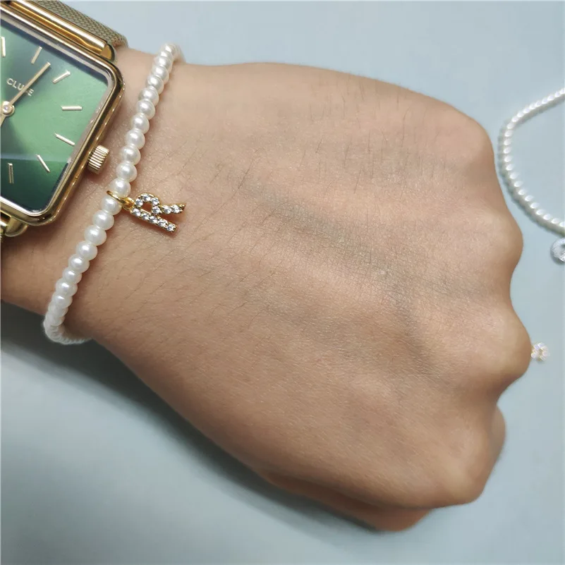 Белый кубический цирконий крошечное золото начальная цифра 26 БУКВЕННОЕ имя