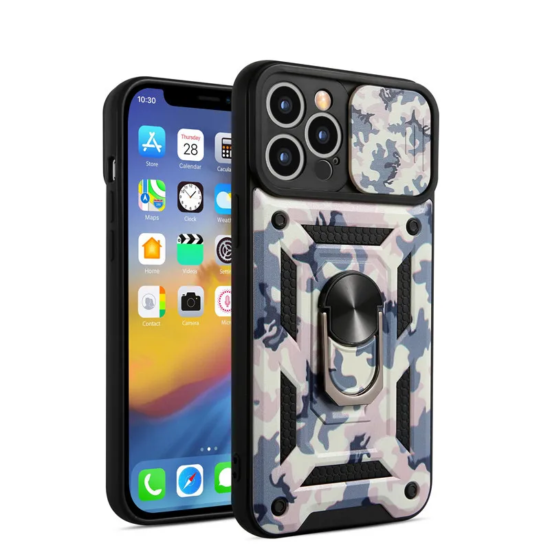 Camouflage Slide Camera Lens Protect Phone Case for iphone 13 12 11 pro Max X XR XSMax 7 8 Military Grade Bumpers Armor Cover | Мобильные