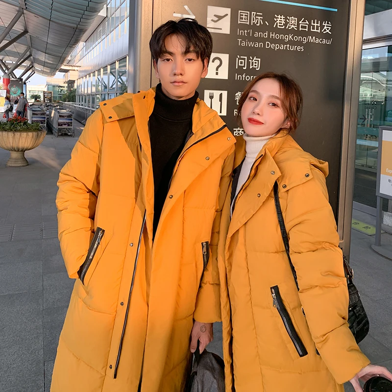 

Beardon Couple's Cotton Jacket 2021 Winter Long Over the Knee Down Cotton Jacket Student Hooded Jacket