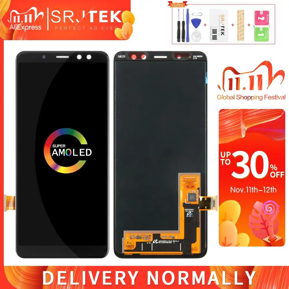 AMOLED Srjtek для Samsung Galaxy A8 2018 A530 дисплей сенсорный экран дигитайзер панель в сборе Plus