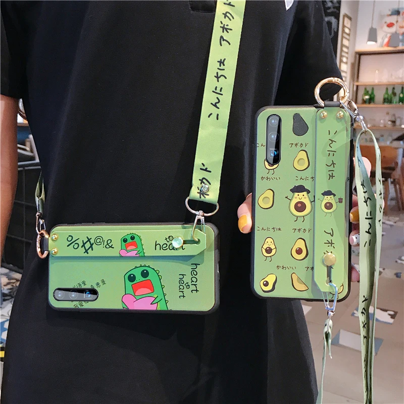 phone holder case for huawei p30 mate 20 pro p20 lite honor 8x nova 3 3i 4 5 5i soft tpu neck crossbody wrist strap lanyard case free global shipping