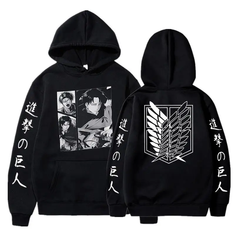 

Толстовка мужская с аниме «атака на Титанов», свитшот, худи в стиле Харадзюку, Повседневный пуловер левиакермана в стиле Харадзюку