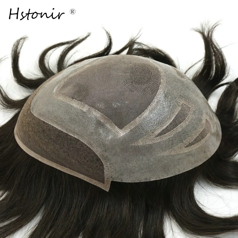 Hstonir моно швейцарской PU мужские тупею Стиль 8x10 дюймов индийские волосы парик Мужская часть волос Замена системы h010