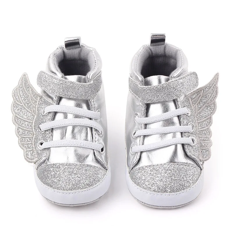 

Leather Baby Shoes Shiny Wings Baby Girl Boy Spring Autumn Shoes Soft Sole Non Slip Infant Toddler First Walkers Sneakers