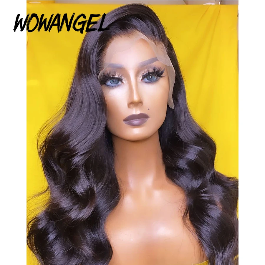 WOWANGEL 13x4 кружевные передние/4x4 парики из человеческих волос предварительно