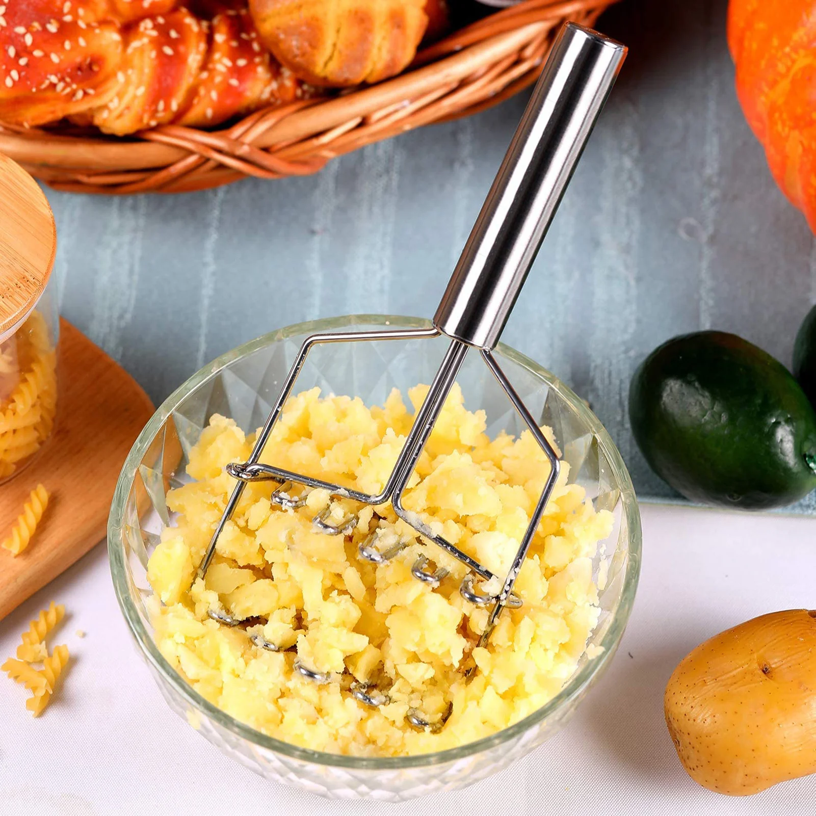 

Potato Masher Stainless Steel Double Layer Wire Potato Mashers Suitable For Baby Food Potato Avocados Bananas