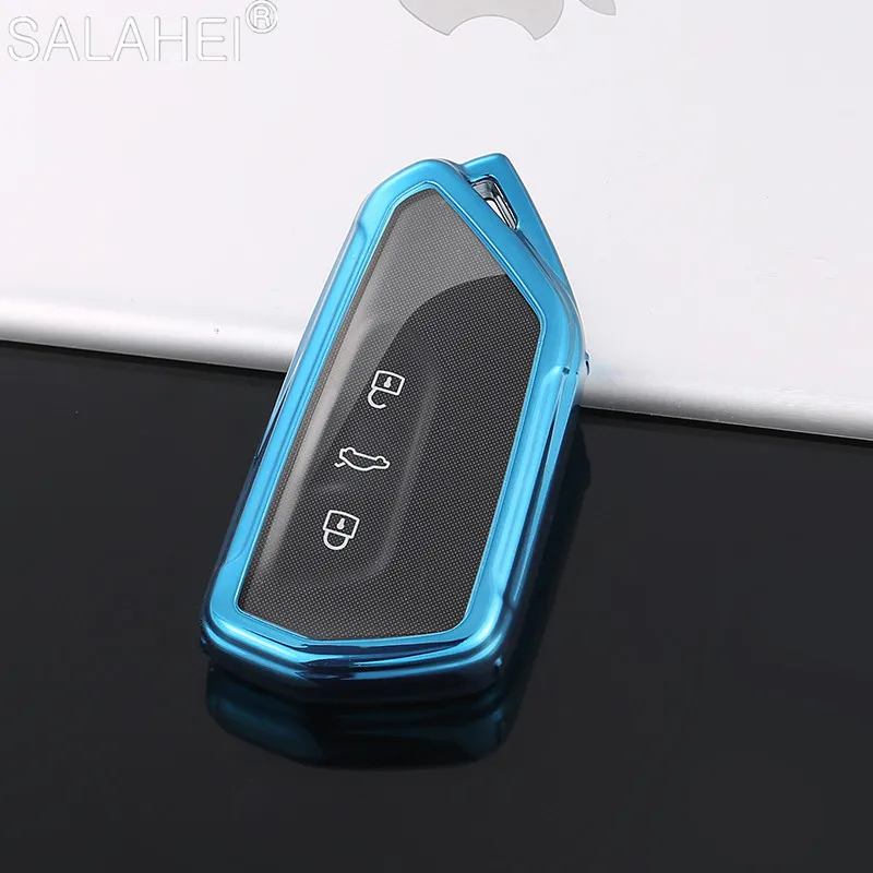 

TPU Car Key Case Cover Protection Shell For VW Volkswagen Golf 8 Mk8 2020 Skoda 2 Button Smart Key Accessories Auto Keychain