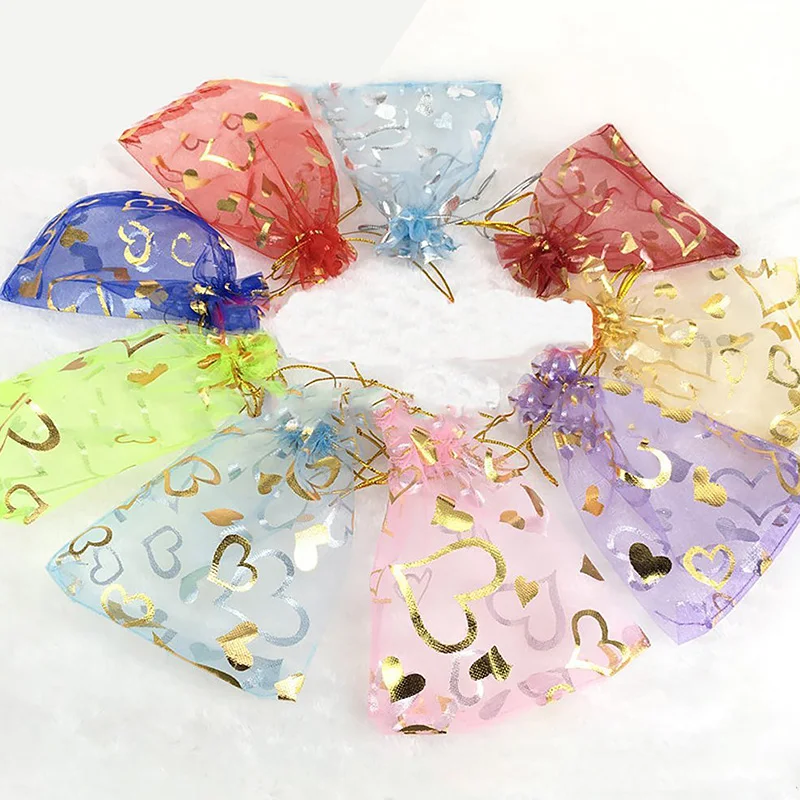 100Pcs Portable Organza Bags For Candy Chocolate Gift Storage Drawstring Pouches Wedding Jewelry Packaging 7*9Cm/9X12Cm | Дом и сад