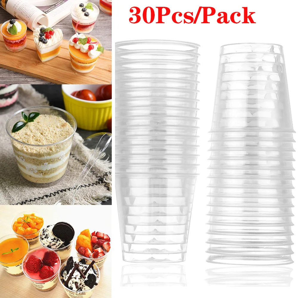 Круглые многоразовые пластиковые стаканы 30 шт./упак. десертные одноразовые
