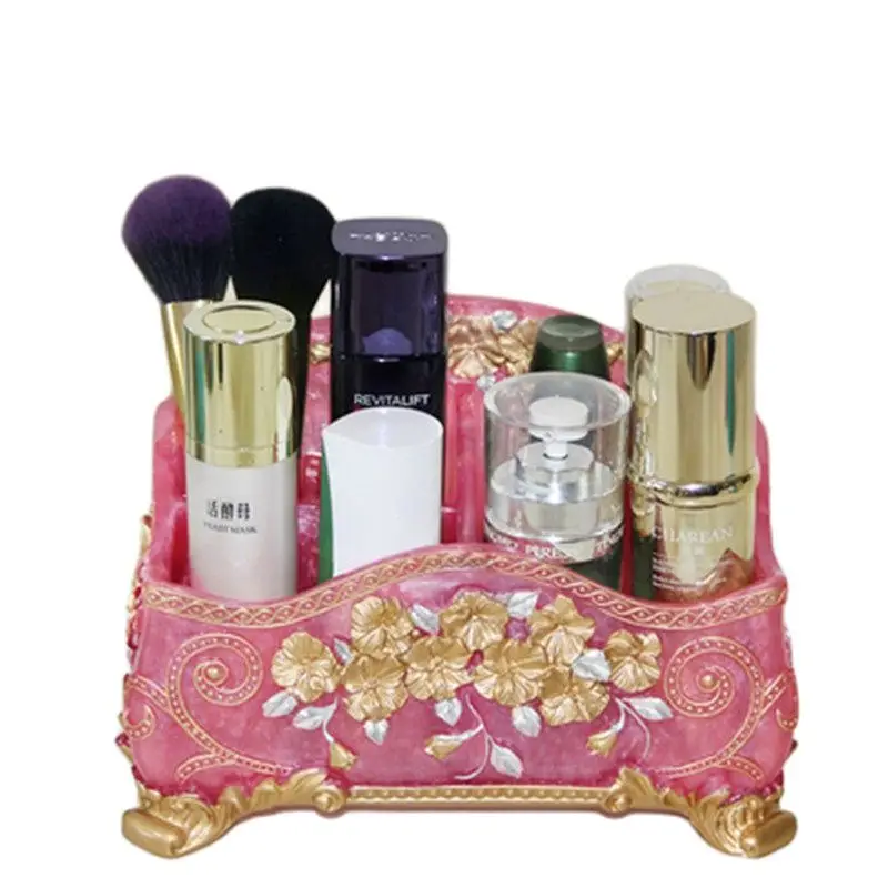 

European Living Room Desktop Cosmetics Dressing Table Storage Box Non-drawer Remote Control Makeup Tools Cantster Toiletries Box