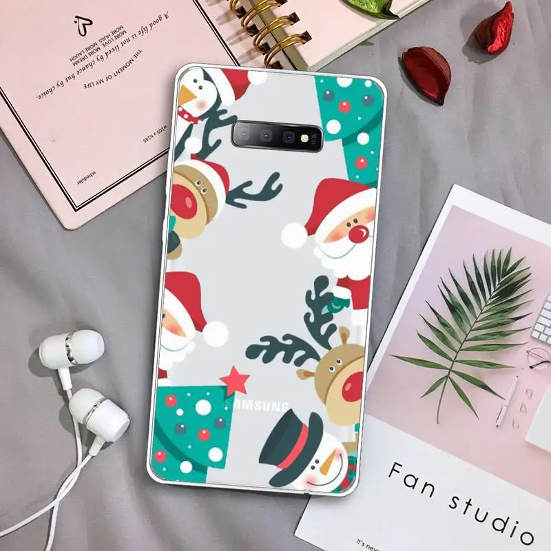 

Happy new year Merry Christmas Phone Case Transparent For Samsung Galaxy S A 5 7 8 9 2015 20 edge plus 10 e lite 2019