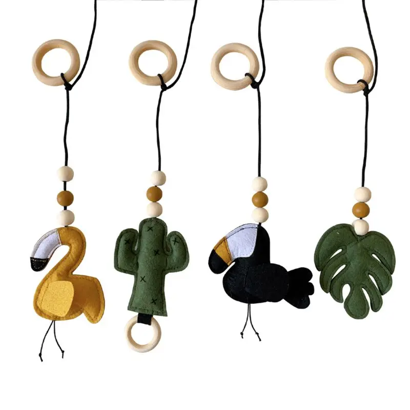 

4Pcs Solid Wood Fitness Rack Pendant Baby Gym Toy Hanging Ornaments Room Decor