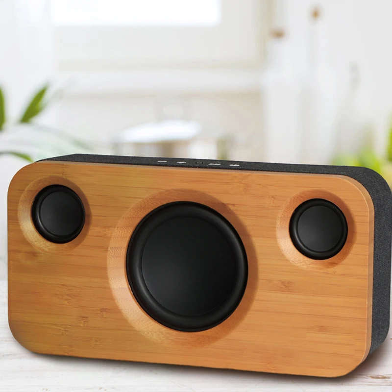 Bluetooth-Колонка 25 Вт Двусторонняя Беспроводная для дома из бамбукового дерева