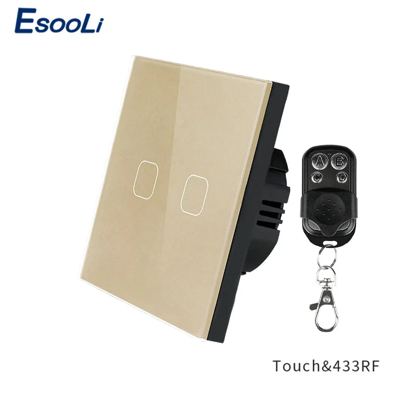 Настенный сенсорный выключатель Esooli стандарт ЕС/Великобритании 1 банда RF433