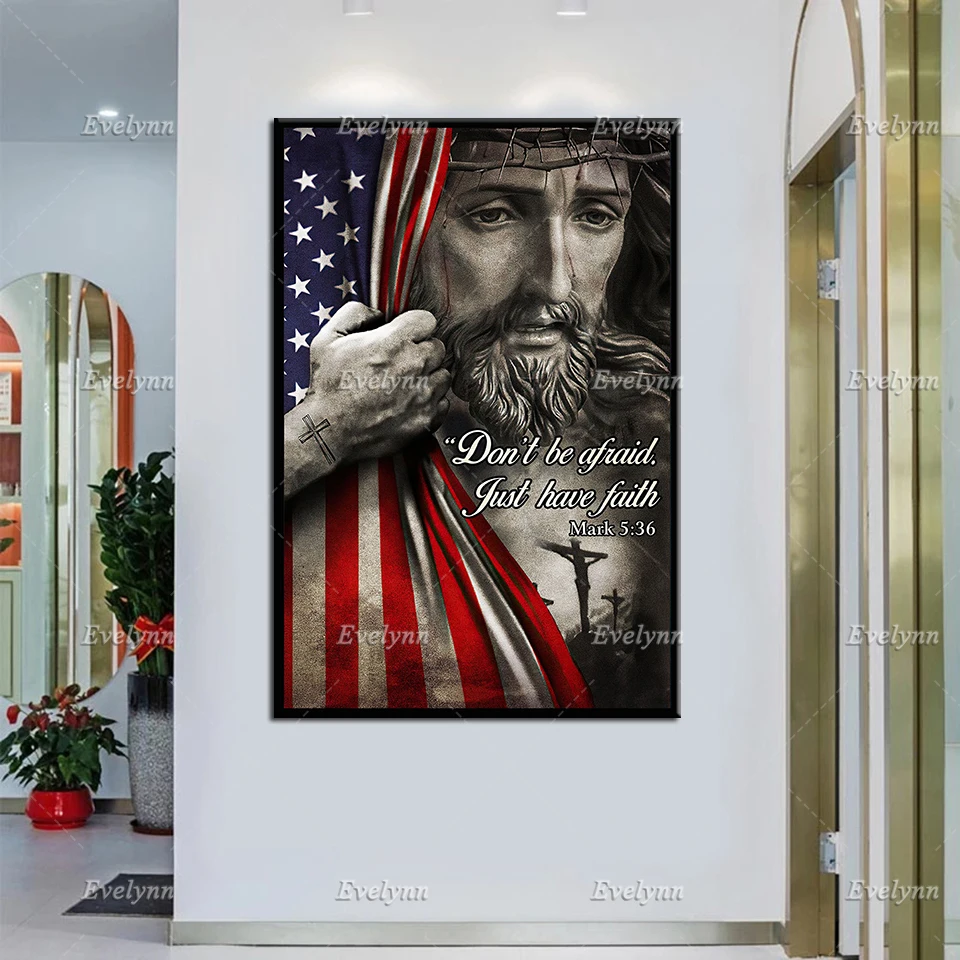 

Jesus Don't Be Afraid Just Have Faith Canvas,Wall Decor,Bible Verse Wall Art, Christian Home Decor,Inspirational Canvas Posters