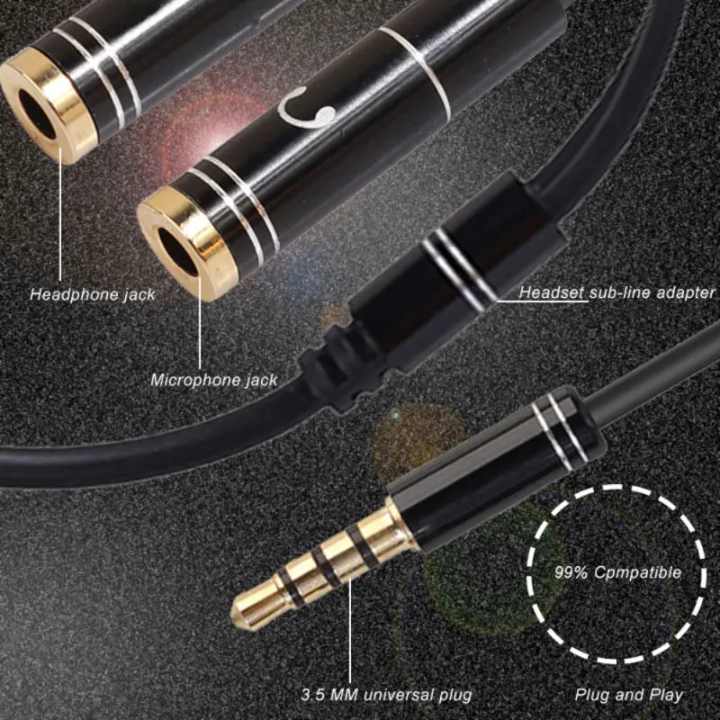 Разветвитель для наушников и микрофона Удлинительный кабель 3 5 мм аудиосплиттер