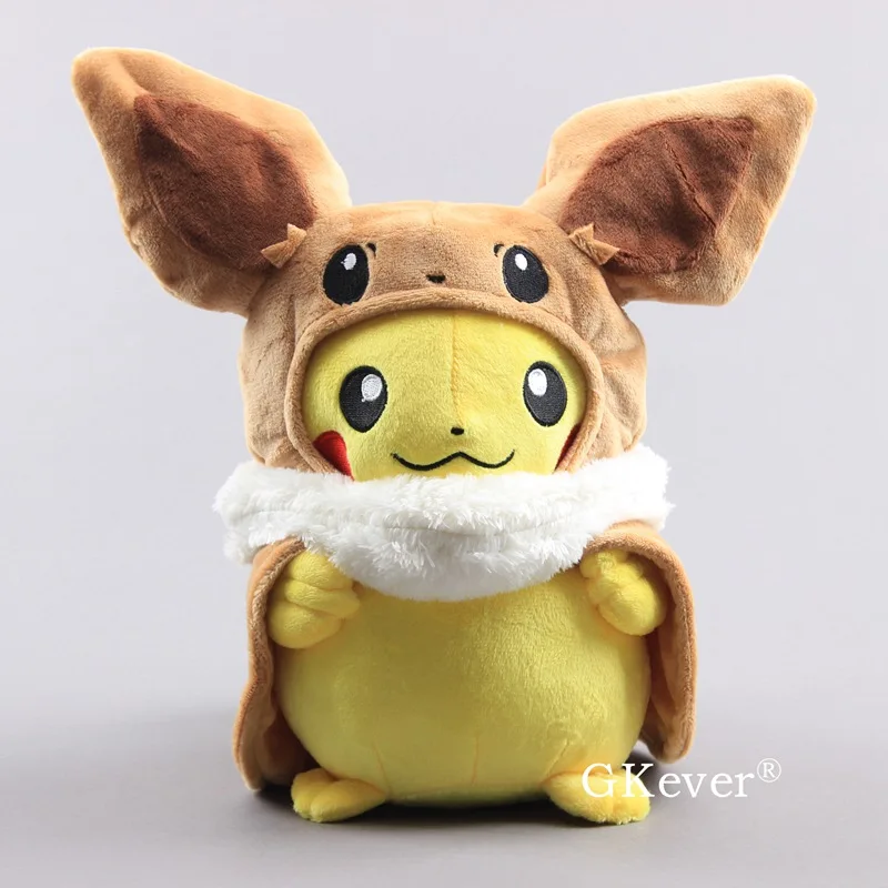 Eevee 28 см серия Пикачу куклы косплей Eevee Jolteon Vaporeon Glaceon Leafeon Flareon плюшевый умбреон куклы игрушки дети подарок на день рождения - Цвет: Eevee