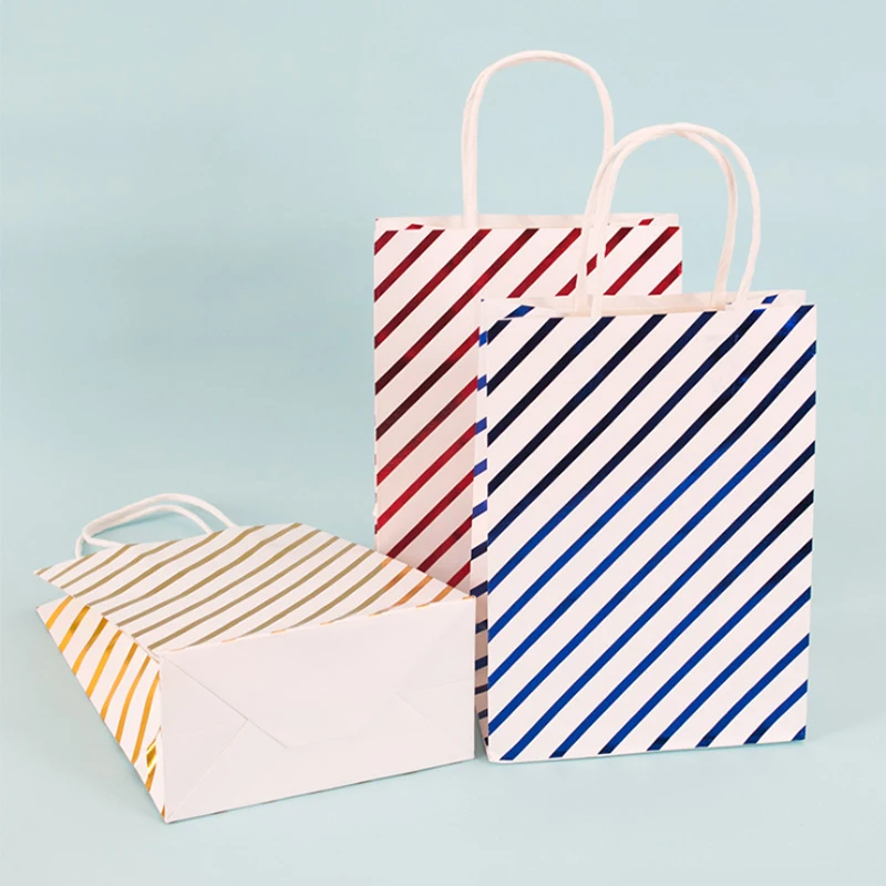 Подарочный пакет в полоску со звездами 10 шт./лот бумажные пакеты для подарков на