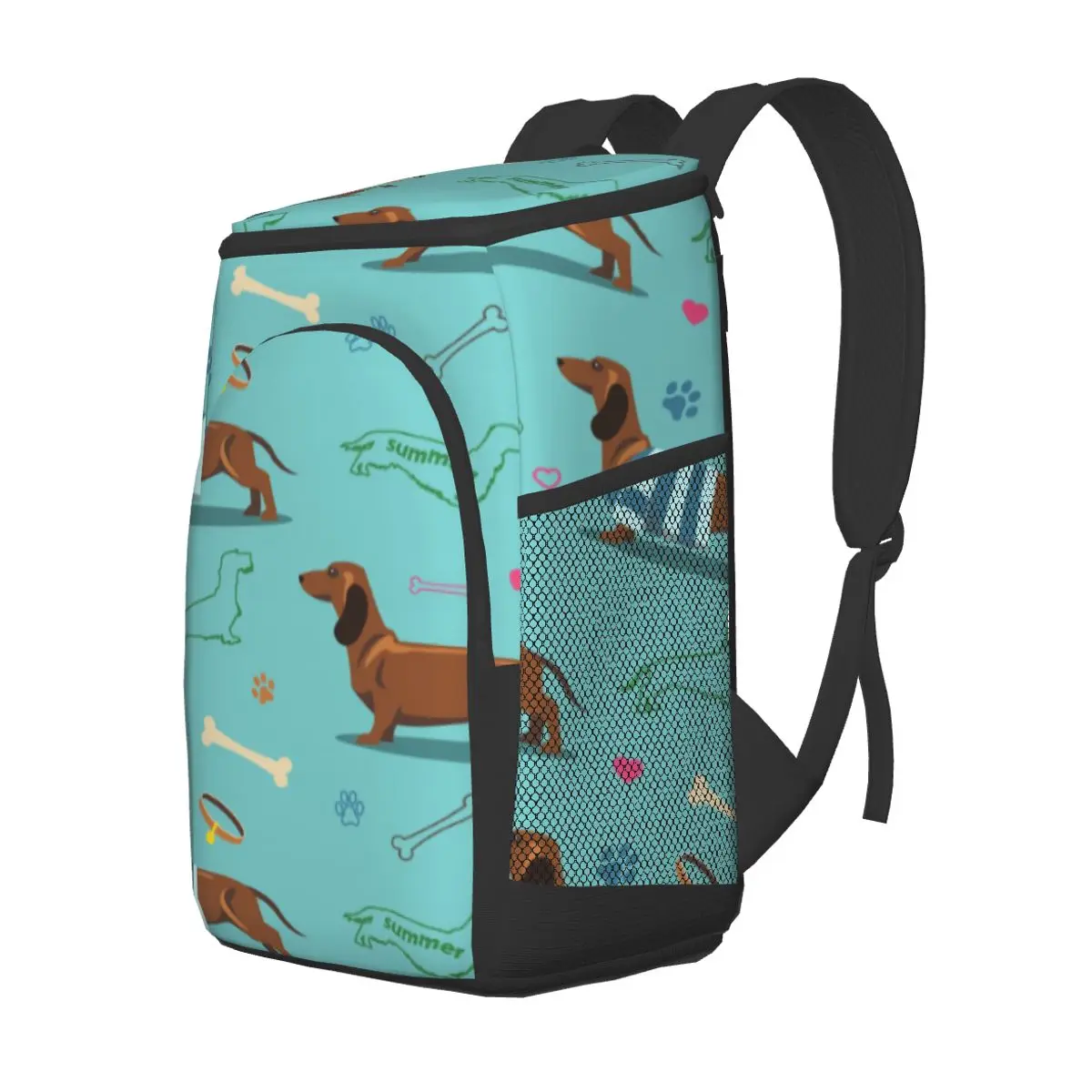 protable insulated thermal cooler waterproof lunch bag dachshund dogs and bones picnic camping backpack double shoulder wine bag free global shipping