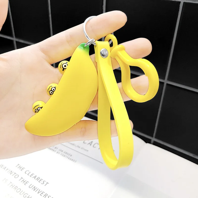 

Creative Cartoon Banana Keychains Cute Creative Simulation Silicone Keyring Children's Bag Car Key Pendant Kids Giift Jewelry