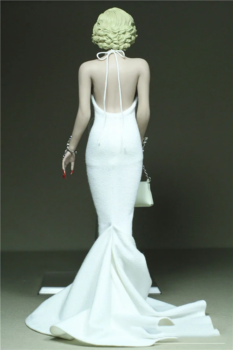 

In Stock 1/6 Scale Sexy Female Figure White Lily Costume Big Tail Dress Accessory Model for 12 inches Bust Body