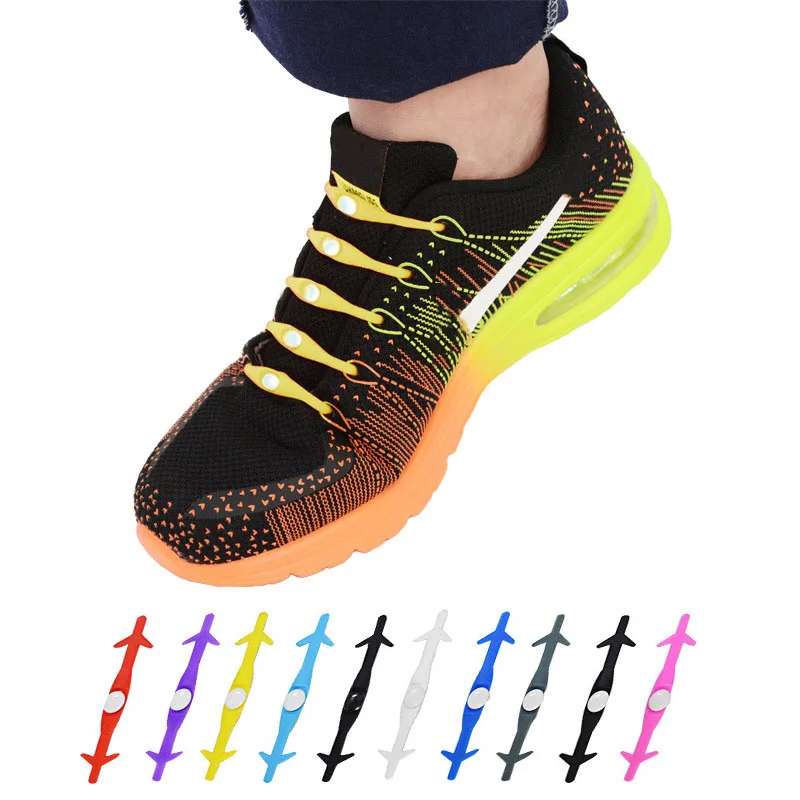 

12 шт., силиконовые шнурки для кроссовок, без завязывания