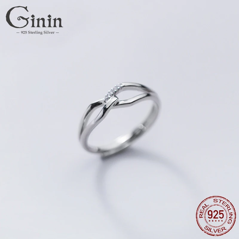 Ginin 925 пробы серебряные блестящие алмазные шипованные полые узел 8 Бесконечность