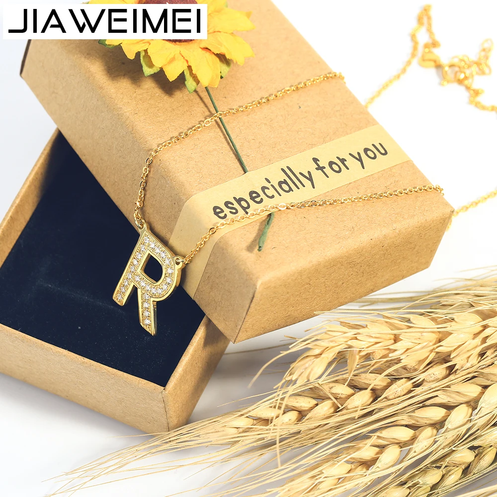 Модное женское ожерелье золотой изящный инициальный кулон из циркония с