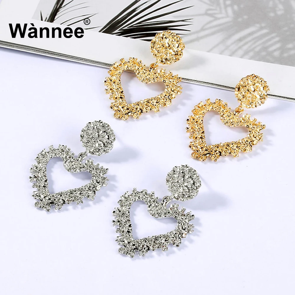 Западные стильные современные золотые серьги для женщин геометрические сердца