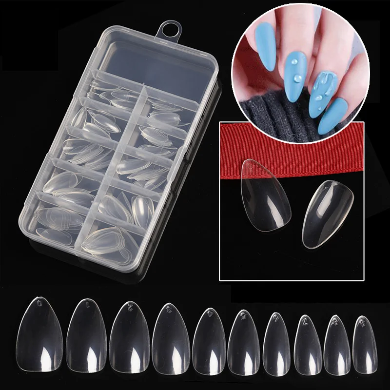 

100pcs/box short nails stiletto false nail tips full cover nail tips fake nails false nails almond shape press on nails art tool