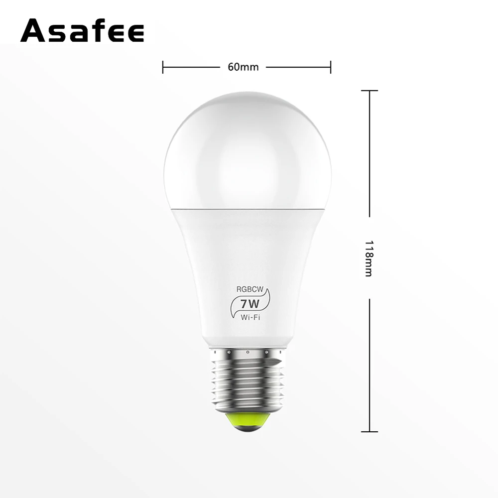 Asafee Magic Home Wifi смарт-лампы в виде светодиодный светильник E27 RGB 4,5 Вт 7 Вт умный Светильник лампы 220v 110v Совместимость с Alexa Google Home