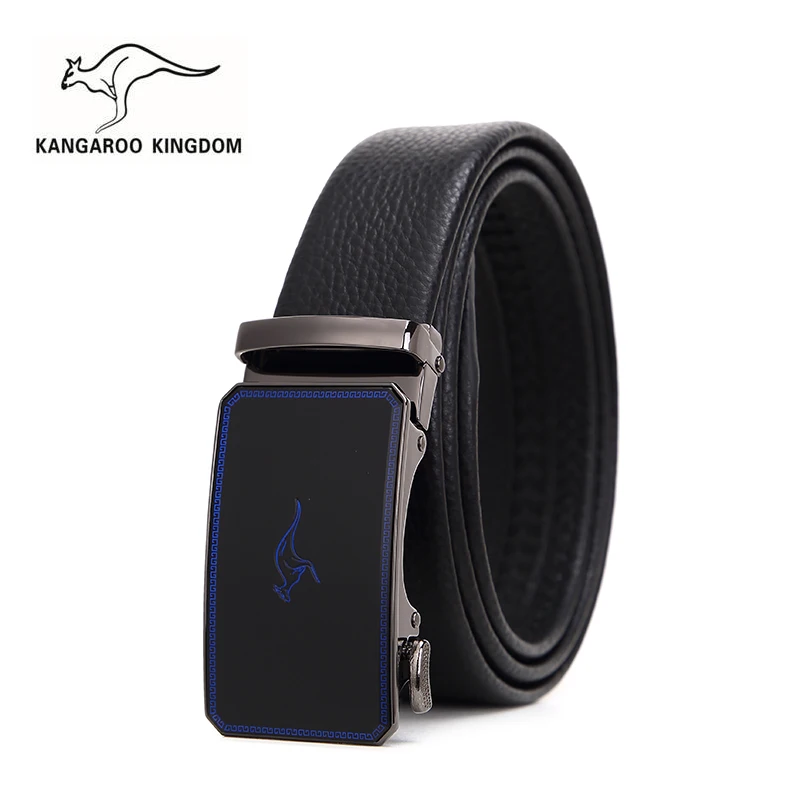 

KANGAROO KINGDOM Fashion Men Belt Genuine Leather Metal Automatic Buckle Brand High Quality Leather Belts for Men Luxury Work