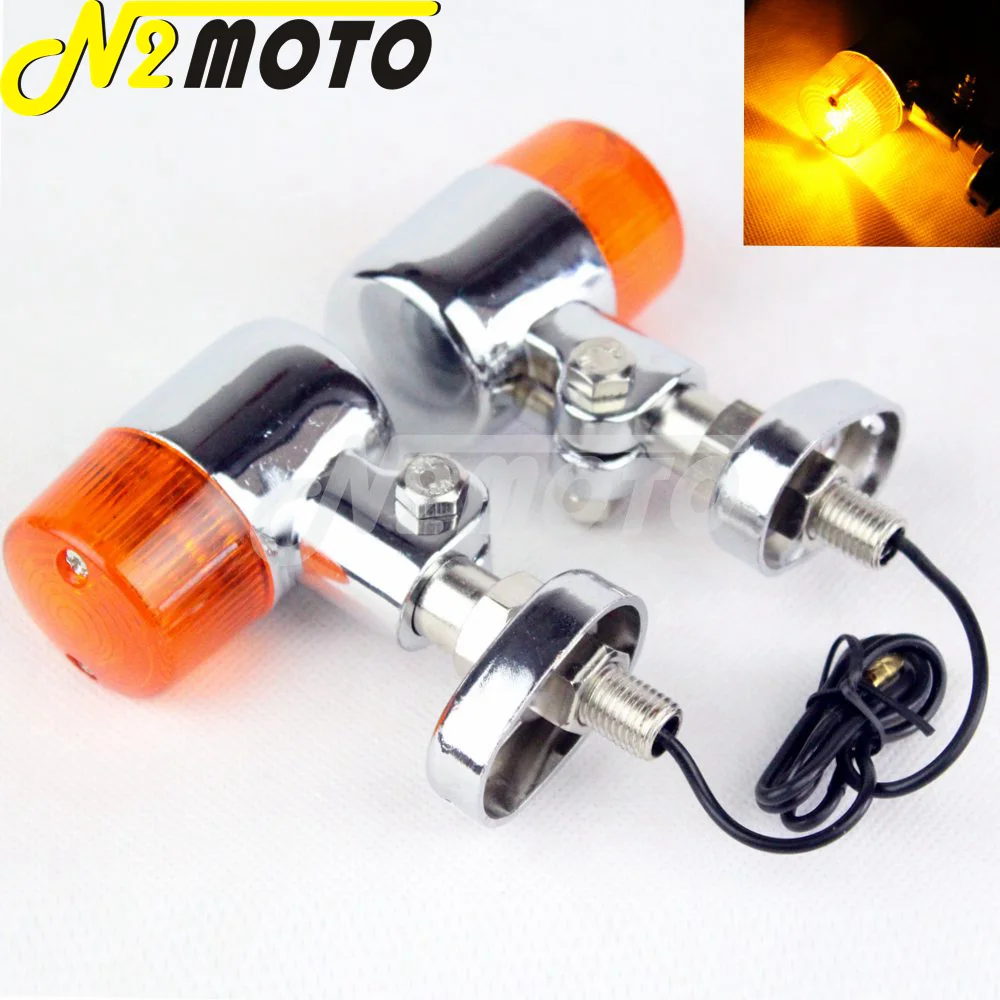 Мотоциклетный круглый хромированный поворотный сигнал 10 мм желтый индикатор