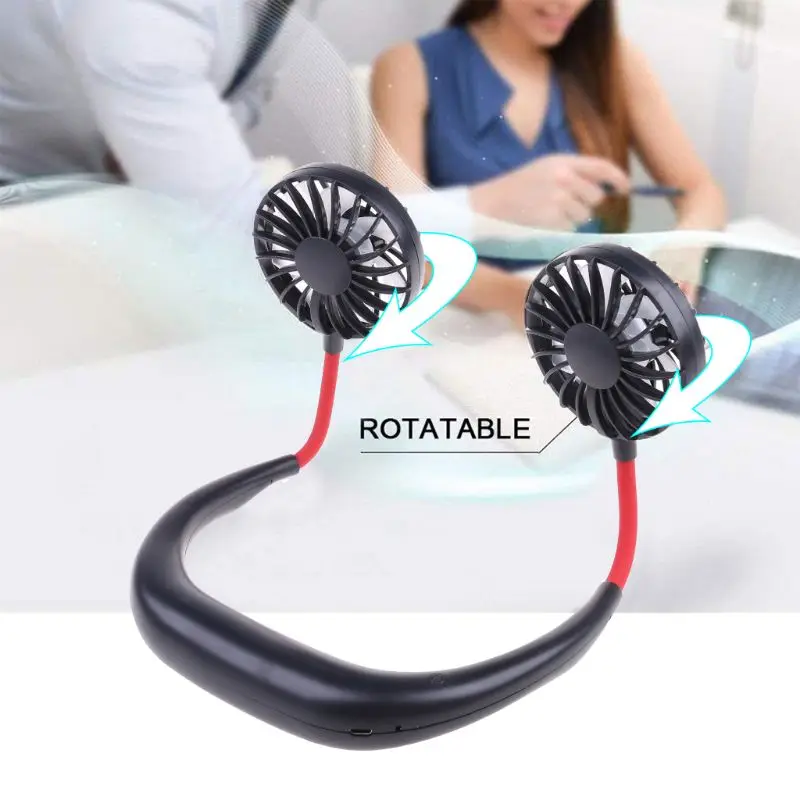 

Hands-free Neck Band Hands-Free Hanging USB Rechargeable Dual Fan Mini Air Cooler Summer Portable