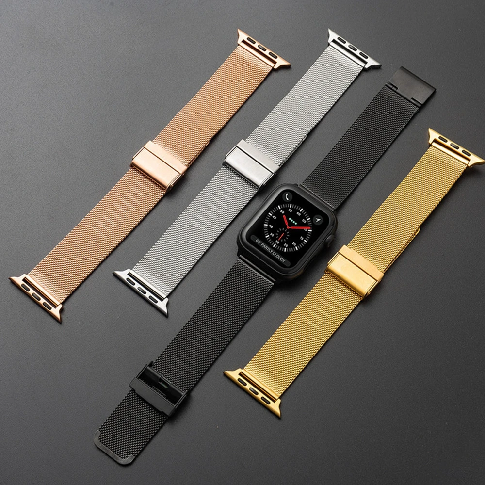 

Milanese Metal Strap For Apple Watch Band 6 44mm 40mm 42mm 38mm Bracelet For iWatch Series 6 5 4 3 2 1 SE Watchbands